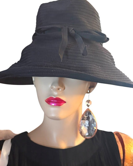 Vintage Eric Javitz Black Women's Wide rim  Hat