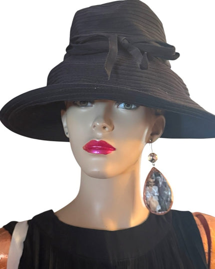 Vintage Eric Javitz Black Women's Wide rim  Hat