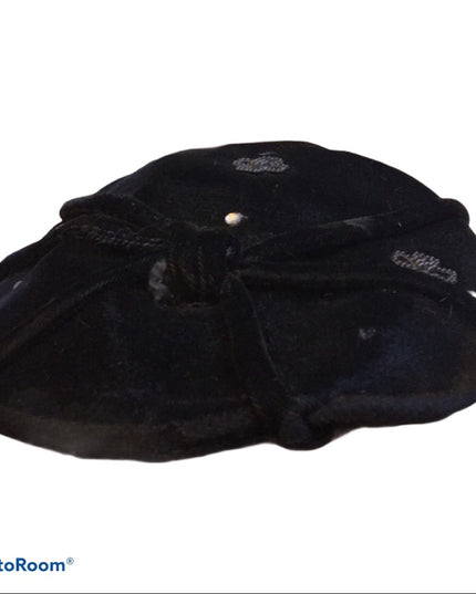 Vintage 1940s Black Velvet Facinator Hat OS