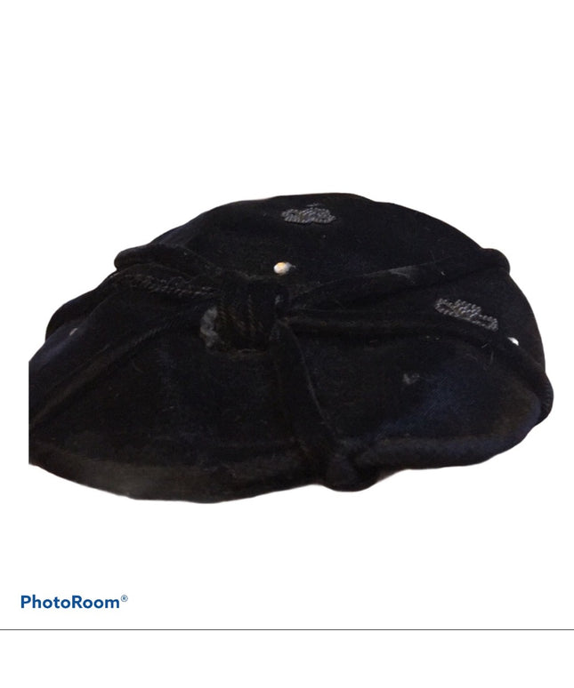 Vintage 1940s Black Velvet Facinator Hat OS
