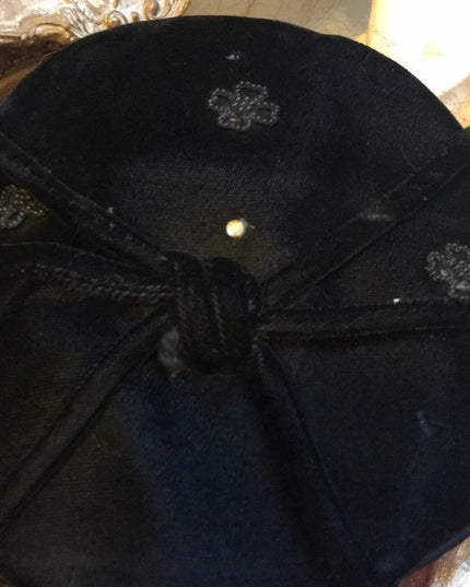 Vintage 1940s Black Velvet Facinator Hat OS