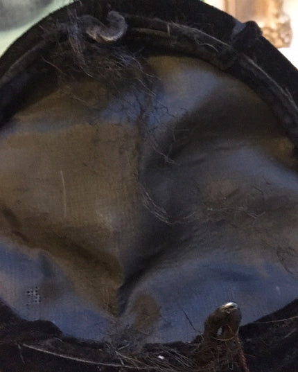Vintage 1940s Black Velvet Facinator Hat OS