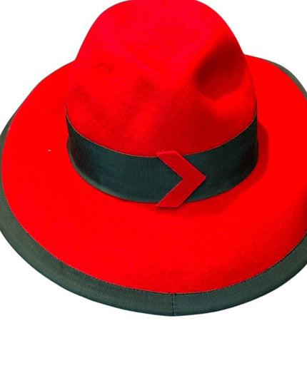 Vintage Anita Pineault Stylish Red Fedora Hat 100% Wool