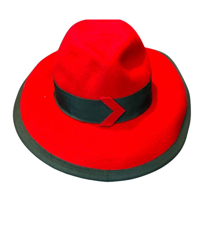 Vintage Anita Pineault Stylish Red Fedora Hat 100% Wool