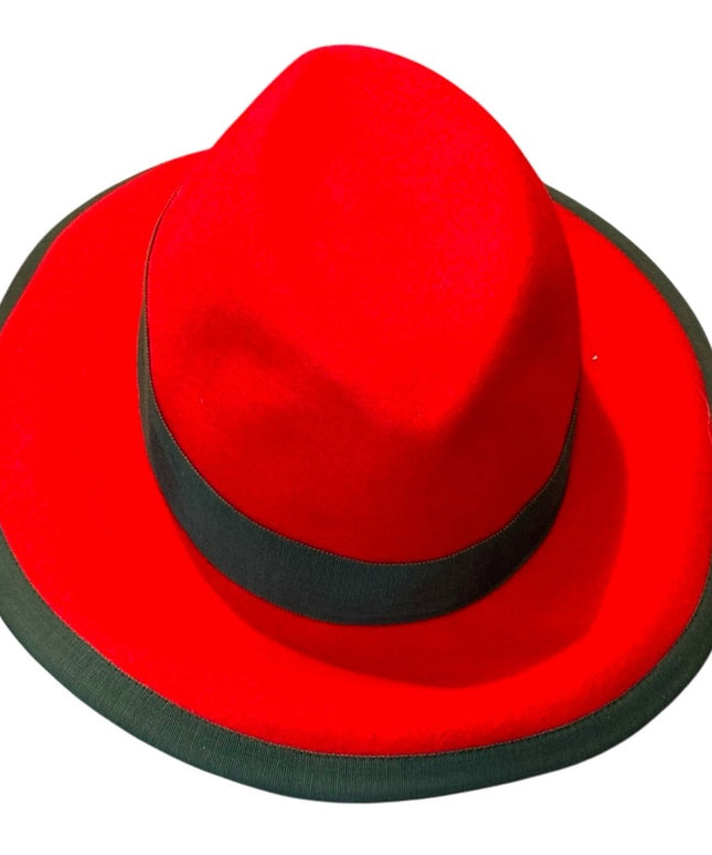 Vintage Anita Pineault Stylish Red Fedora Hat 100% Wool