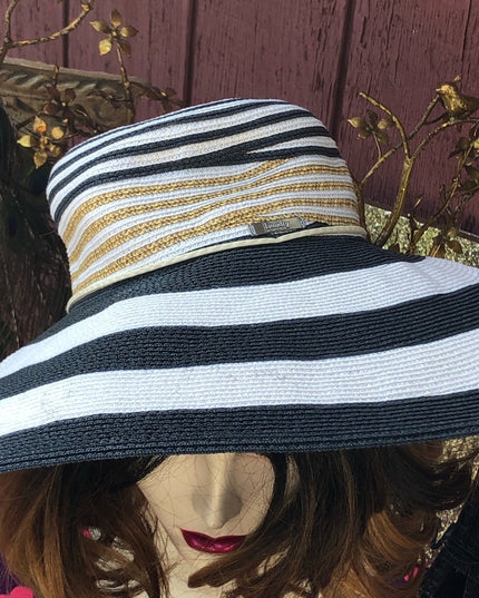 Laundry Shelli Segal Beach hat Beautiful sun blue white stripes