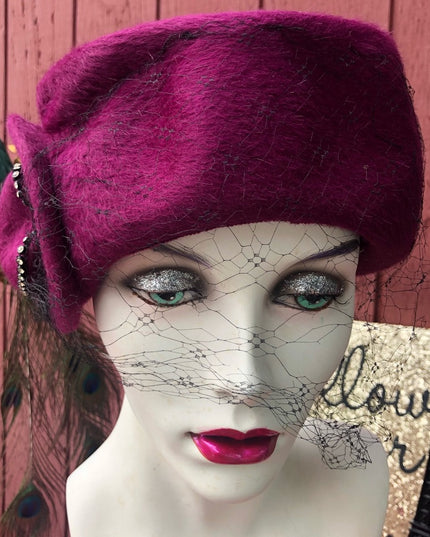 - Vintage 1960s felt purple cosmo hat beautiful