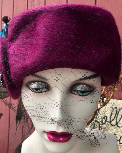 - Vintage 1960s felt purple cosmo hat beautiful