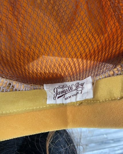 Vintage gold turban style felt velvet hat 1950s Glam