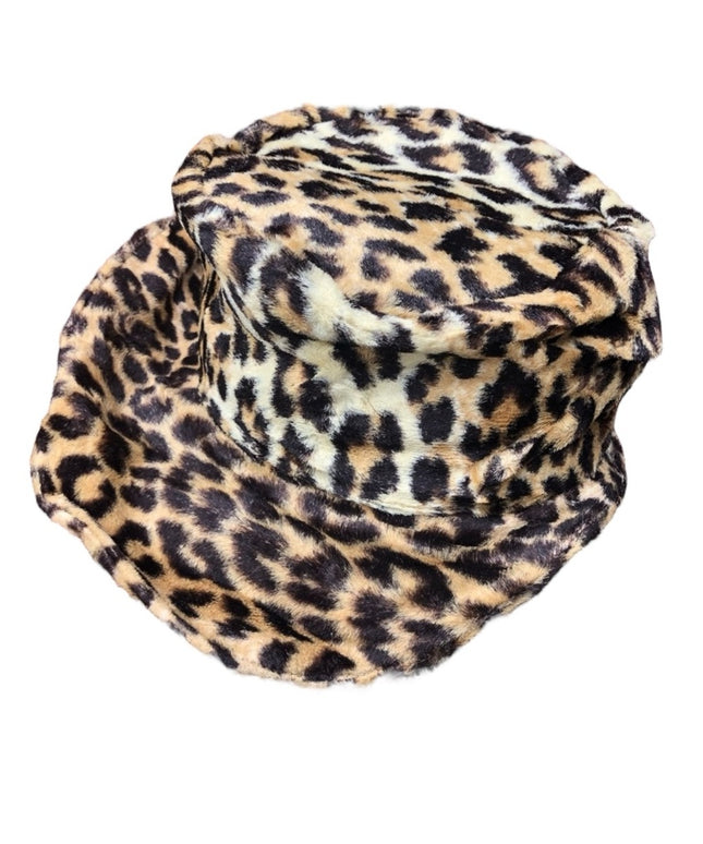 Vintage 1960s Faux  leopard fur cloche hat