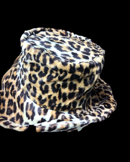 Vintage 1960s Faux  leopard fur cloche hat