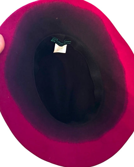 Stylish Vintage 1980s Pink and Black fancy wide rim  Women's Hat