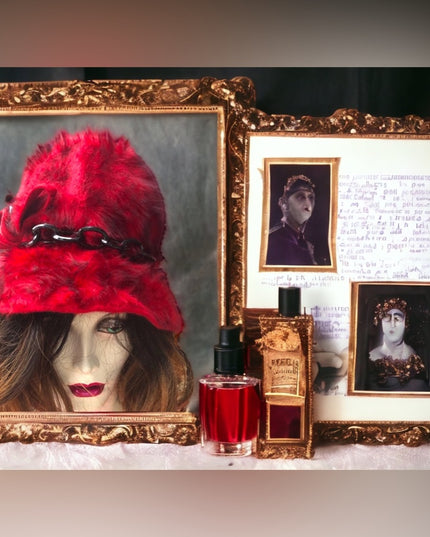 Vintage 1960s RED Faux fur Cloche With plastic chain