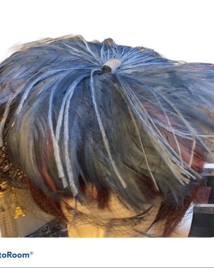 Vintage Blue OS Feather Facinator Hat