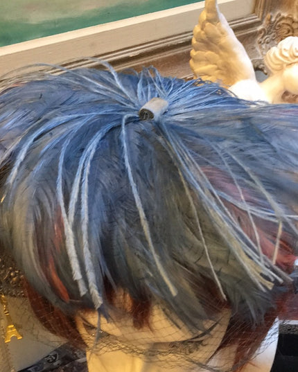 Vintage Blue OS Feather Facinator Hat