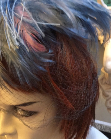 Vintage Blue OS Feather Facinator Hat