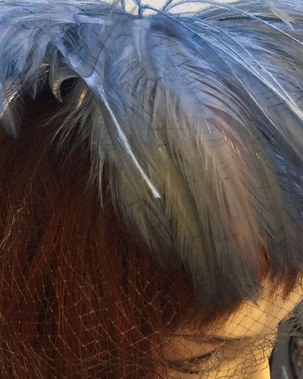 Vintage Blue OS Feather Facinator Hat
