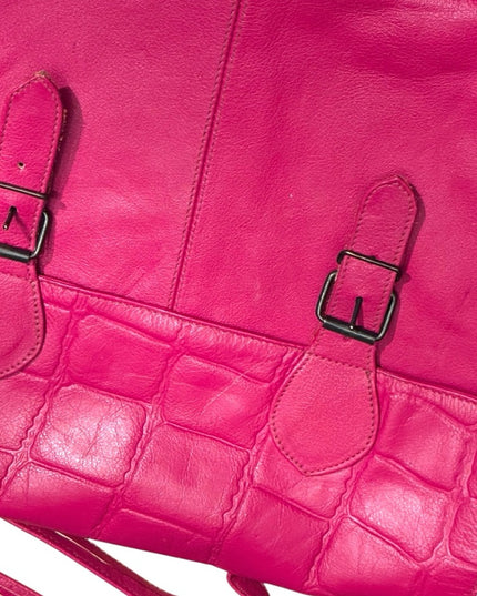 Vintage Like New 1970s Pink Leather Satchel Book  Bag