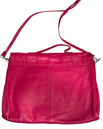 Vintage Like New 1970s Pink Leather Satchel Book  Bag