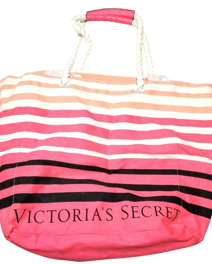 NWT Victoria's Secret Pink and Black Tote Bag with Stripes