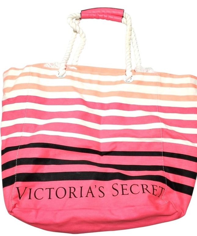 NWT Victoria's Secret Pink and Black Tote Bag with Stripes