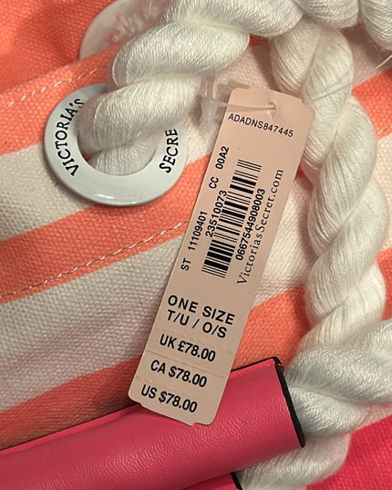 NWT Victoria's Secret Pink and Black Tote Bag with Stripes