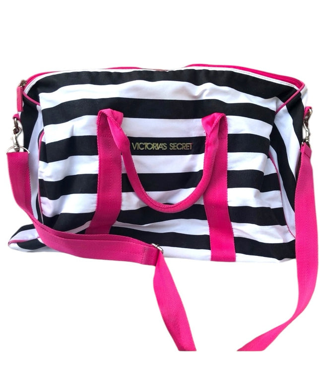 Victoria Secret Striped overnight Gym bag RARE find Duffel