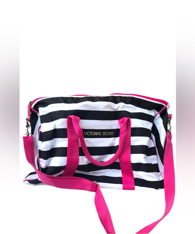 Victoria Secret Striped overnight Gym bag RARE find Duffel