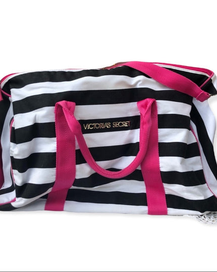 Victoria Secret Striped overnight Gym bag RARE find Duffel