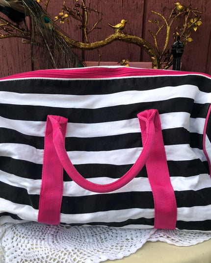 Victoria Secret Striped overnight Gym bag RARE find Duffel