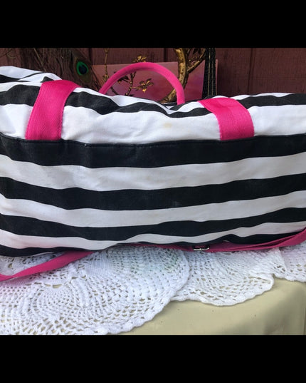 Victoria Secret Striped overnight Gym bag RARE find Duffel