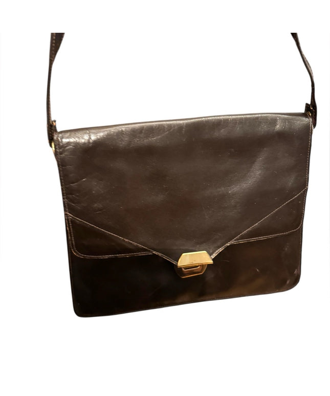 Elegant Vintage Brown Leather Square Purse Bag