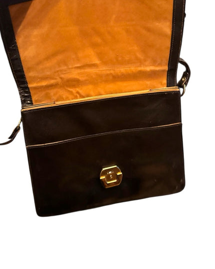 Elegant Vintage Brown Leather Square Purse Bag