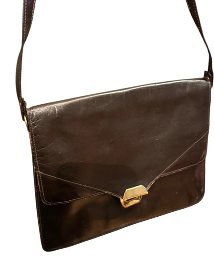 Elegant Vintage Brown Leather Square Purse Bag