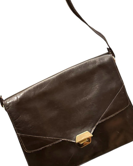 Elegant Vintage Brown Leather Square Purse Bag