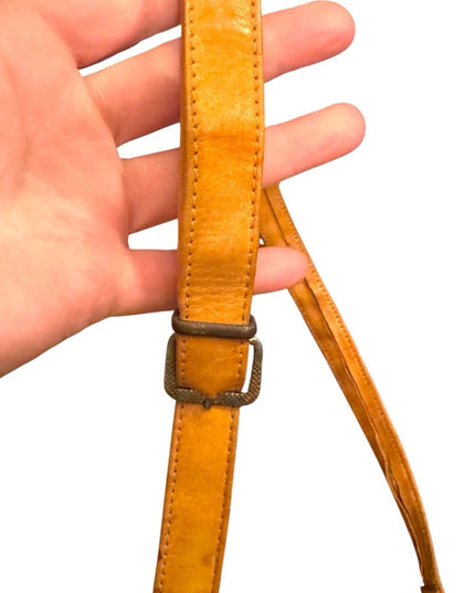 Vintage South Western Floral Painted Rooled  Tan Shoulder Bag 1970s Lovely!