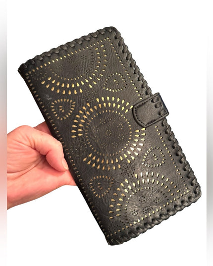 Vintage Styled Black Cutout Design Spanish Style Wallet Many pockets!