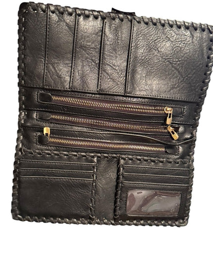 Vintage Styled Black Cutout Design Spanish Style Wallet Many pockets!