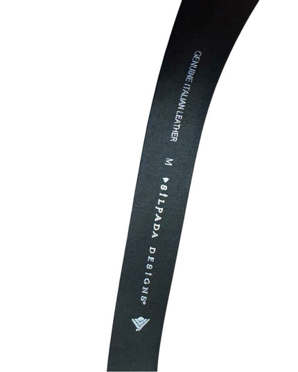 Like New Silpada Design M Black Leather Belt Silver Flower Buckle