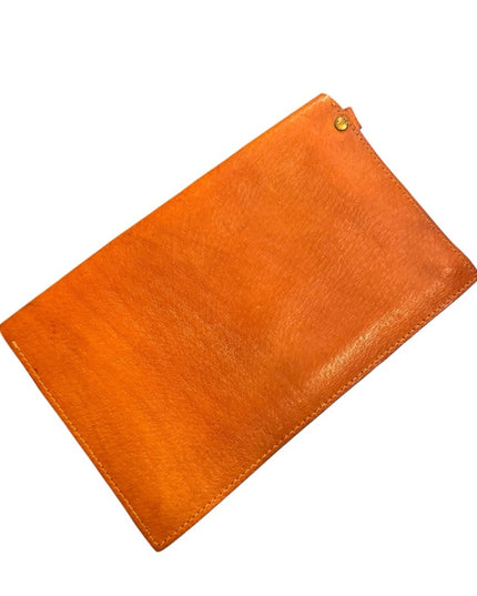 Vintage 1940s European  Tan Leather Clutch Hand made