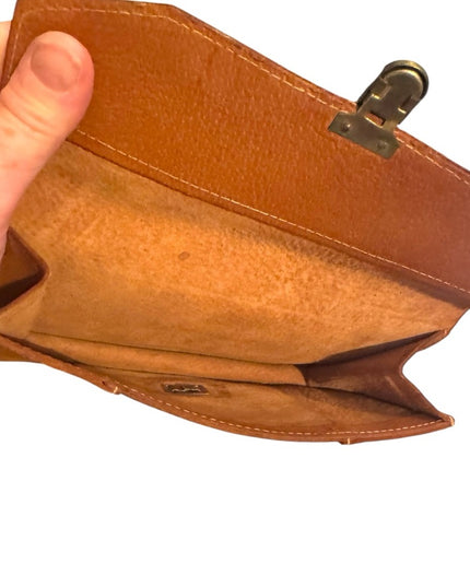 Vintage 1940s European  Tan Leather Clutch Hand made