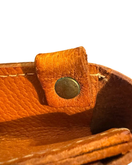 Vintage 1940s European  Tan Leather Clutch Hand made