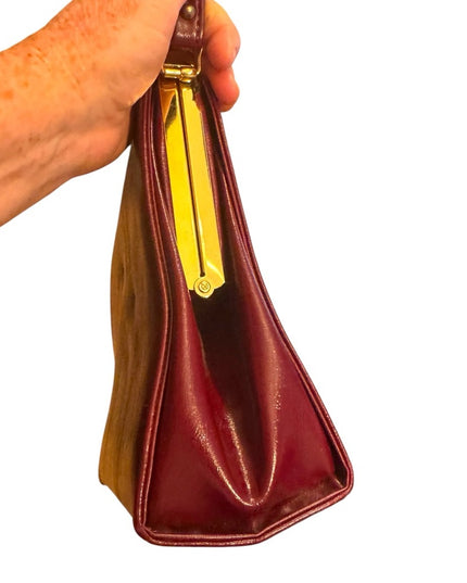 Elegant Vintage 1950s Mid Century Jackie O Red Leather Handbag Purse