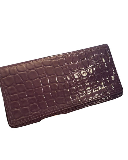 Elegant Leather NORDSTROM Purple Crocodile-Embossed Wallet Pockets Clutch Italy