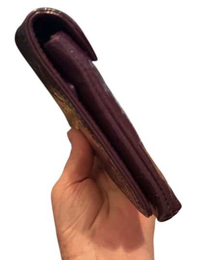 Elegant Leather NORDSTROM Purple Crocodile-Embossed Wallet Pockets Clutch Italy