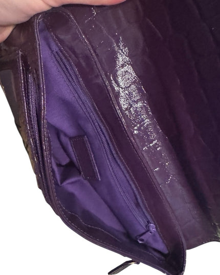 Elegant Leather NORDSTROM Purple Crocodile-Embossed Wallet Pockets Clutch Italy