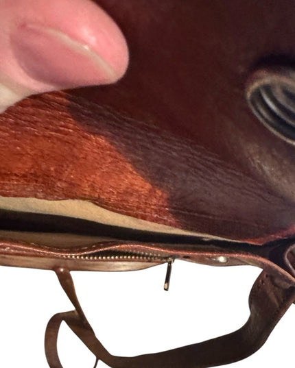 Vintage 1940s Hand Made Brown Leather Crossbody Bag Wallet Multi Pocket