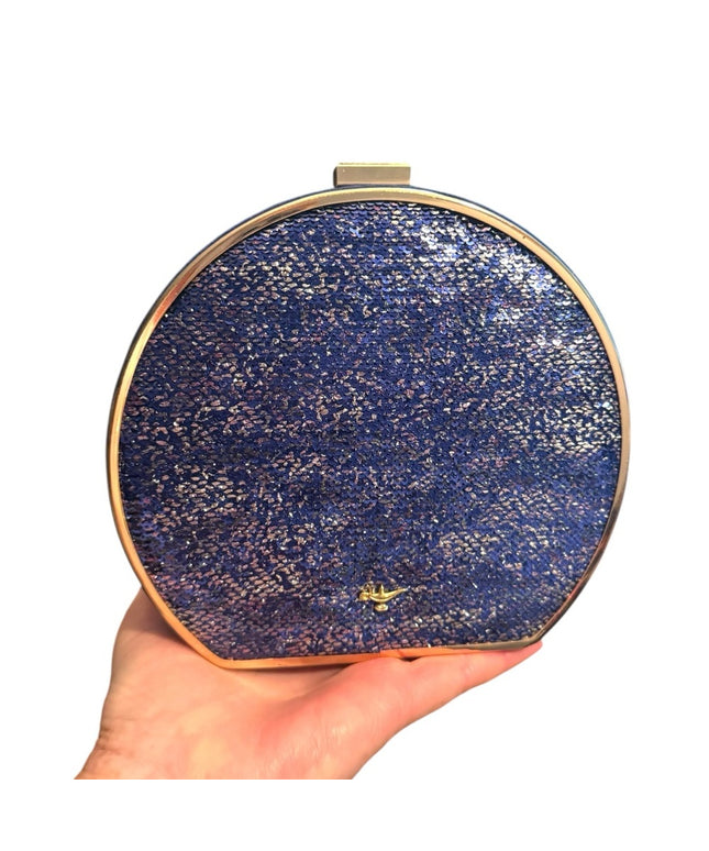 Disney Aladdin X CALL IT SPRING Blue Sequin Handbag Clutch Purse Chain Strap