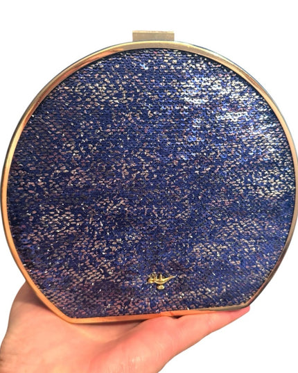 Disney Aladdin X CALL IT SPRING Blue Sequin Handbag Clutch Purse Chain Strap