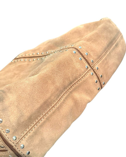 Great MK Michael Kors Diatressed Tan Suede Leather Shoulder Bag purse